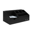 Black Wood All-in-One USB Charging Desk Organizer Caddy